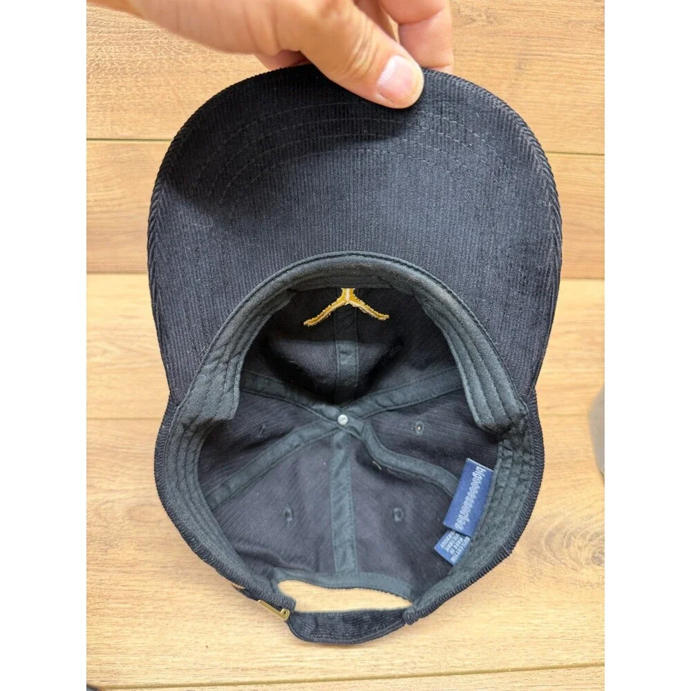 Yellowstone Dutton Ranch Black Corduroy Strapback Hat w/ Yellow Embroidered Logo